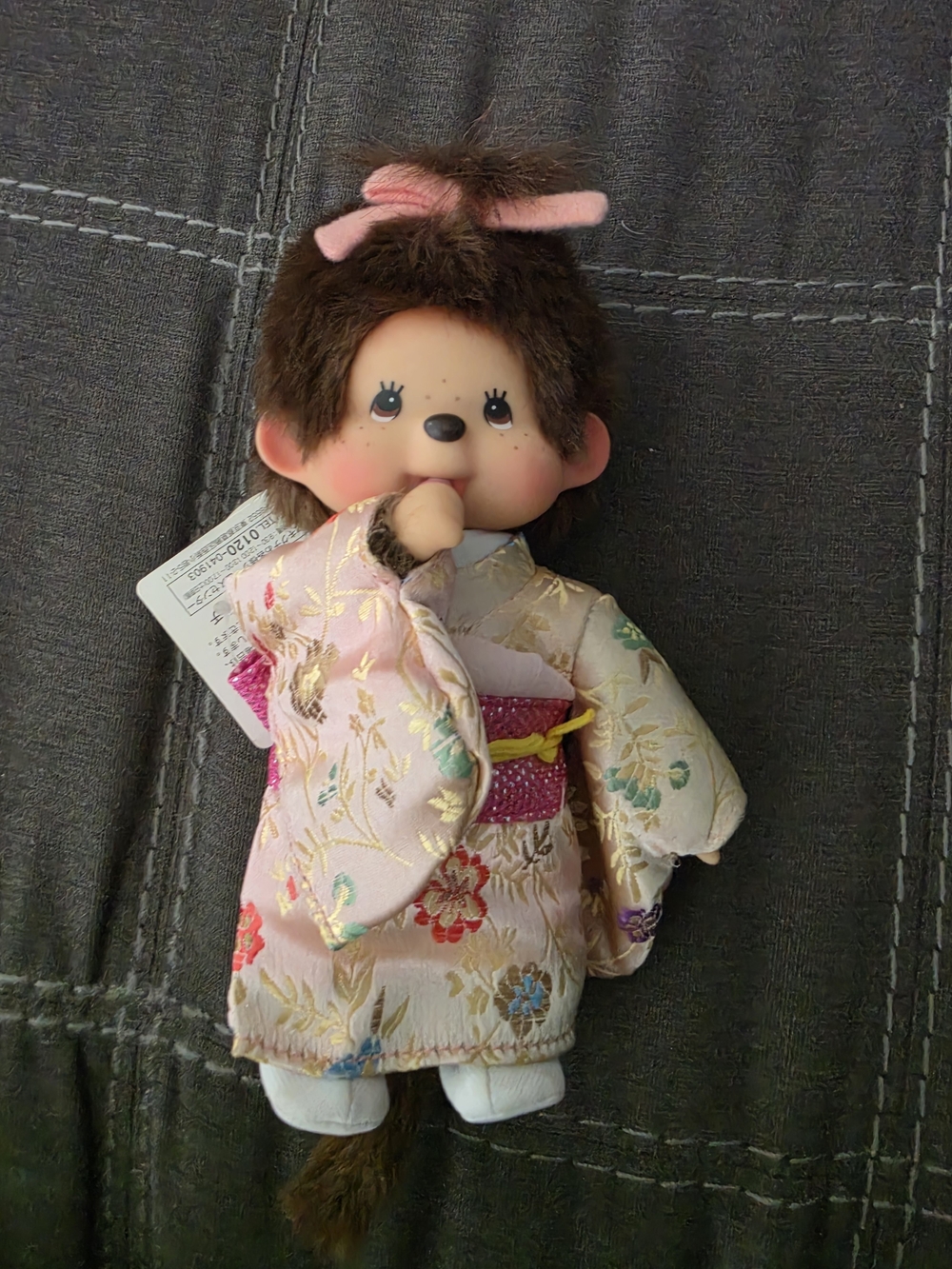 Monchhichi Doll in Pink Floral Kimono with Pink Obi - Picture 3 of 4
